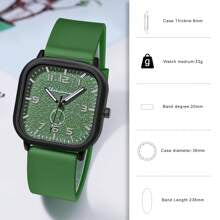 Shein - Unisex Square Case Silicone Strap Luminous Fashion Business Quartz Wrist Watch For Men And Women