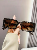 Shein - Vintage Rectangle Frame Sunglasses For Men And Women, Plastic Fashion
