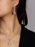 Shein - Rhombus Teardrop Necklace And Earrings Set
