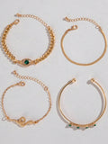 Shein - 4Pcs/Set Snake Wrap Bracelet, Eye Detail, Creative Retro Bracelet Suitable For Daily Wear