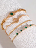 Shein - 4Pcs/Set Snake Wrap Bracelet, Eye Detail, Creative Retro Bracelet Suitable For Daily Wear