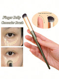 Shein - 1Pc Concealer Brush Foundation Brush Eye Mini Bevel Flat Top Nose Contour Brush Wooden Handle Concealer