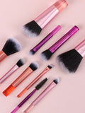 Shein - 10Pcs Mini Makeup Brushes Set With Bag, Including Powder Brush And Eyeshadow Brushes, Convenient For Travel