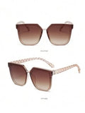 Shein - 1Pc,Square Frame Tinted Lens Boho Style Fashion Glasses UV Protection Elegant