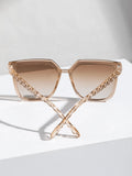 Shein - 1Pc,Square Frame Tinted Lens Boho Style Fashion Glasses UV Protection Elegant