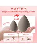 Shein - 2Pcs Wet And Dry Dual-Use Makeup Sponge Set, Including Teardrop And Bevel Waterdrop Shaped Sponges, Suitable For Daily Makeup And Suitable For All Skin Types