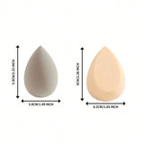 Shein - 2Pcs Wet And Dry Dual-Use Makeup Sponge Set, Including Teardrop And Bevel Waterdrop Shaped Sponges, Suitable For Daily Makeup And Suitable For All Skin Types