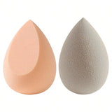Shein - 2Pcs Wet And Dry Dual-Use Makeup Sponge Set, Including A Droplet Shaped And A Cut Droplet Shaped Sponge, Perfect For Setting And Soft