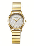 Shein - Rebirth Brand Women'S Stainless Steel Vintage Simple Fashion Quartz Watch With Gold Strap And Numerical Scale, Suitable For Daily Decoration