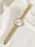 Shein - 1Pc Fashionable Minimalist Classic Women Quartz Watch Bracelet, Suitable For Daily Use - Gold