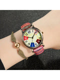 Shein - 1Pc/2Pcs/5Pcs Vintage Bohemian Women Quartz Watch Hippie Wristwatch Mother'S Day Gift