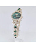 Shein - 1Pc New Crown Design Diamond Inlaid Women Bracelet Watch, With Small Dial And Green Gemstone, All-Match Style