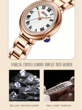 Shein - 1Pc Ladies Rose Gold Watch With Original Diamond Dial, Fashionable And Elegant Women Quartz Watch, Stainless Steel Waterproof Women Wristwatch