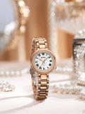 Shein - 1Pc Ladies Rose Gold Watch With Original Diamond Dial, Fashionable And Elegant Women Quartz Watch, Stainless Steel Waterproof Women Wristwatch
