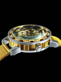 Shein - 1Pc Classic Elegant Vintage Gold Translucent Hollow Out Ladies Mechanical Watch, With Luxurious Rhinestone-Set Case