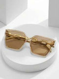 Shein - 1pcOversized Square Frame Tinted Lens Fashion Glasses