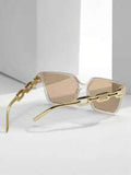 Shein - 1pcOversized Square Frame Tinted Lens Fashion Glasses