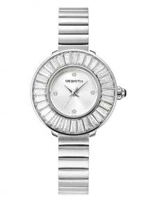 Shein - 1pc Women's Stainless Steel Watch Band Simple & Fashionable Quartz Watch