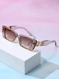 Shein - Retro Rectangle Frame Plastic Sunglasse