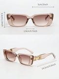 Shein - Retro Rectangle Frame Plastic Sunglasse