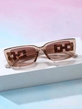 Shein - Retro Rectangle Frame Plastic Sunglasse