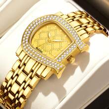 Shein - 1pc Luxury Golden Quartz Watch For Women,