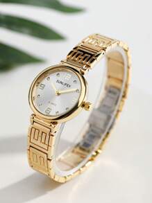 Shein - New Simple And Elegant Waterproof Quartz Stainless Steel Women's Watch