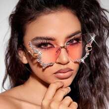 Shein - 1pc 2024 New Arrival Rhinestone-Decorated Oversized Cross-Border Sunglasses