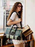 Shein - SHECARRY Women Tote Bags Plaid PU