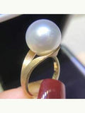 Shein - 1 Piece 10mm Round Pearl And S925 Elegant Ring