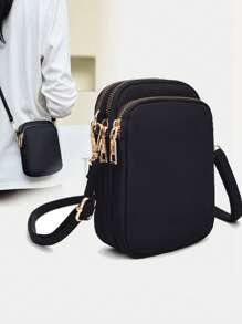 Shein - Leisure And Fashion Crossbody Walking Mini Bag With Mobile Phone Cloth Bag Vertical Coin Wallet