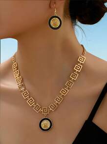 Shein - 1set Necklace & Earrings Set Suitable For Women Daily Wear