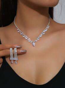 Shein - Women's Luxurious Rhinestone Jewelry Set,