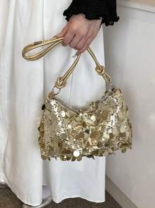 Shein - Fashionable Sequined Crossbody Bag With Rope Strap