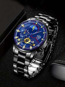 Shein - Mens Watches Stainless Steel Quartz Watch Men Casual Watches