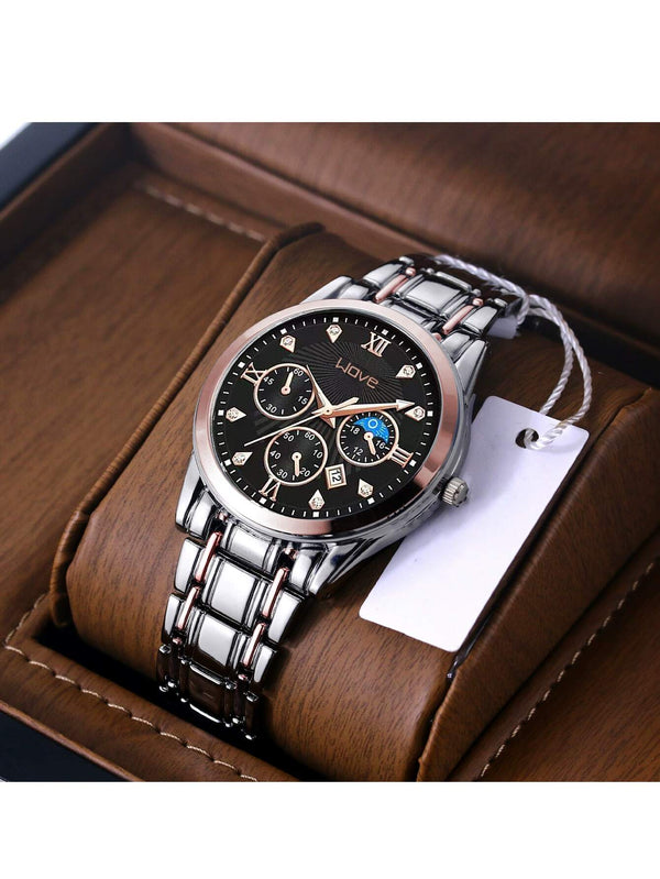 Shein - Luxury Men's Quartz Watch With Date, Luminous, Alloy Case, Casual/Sport/Business Style