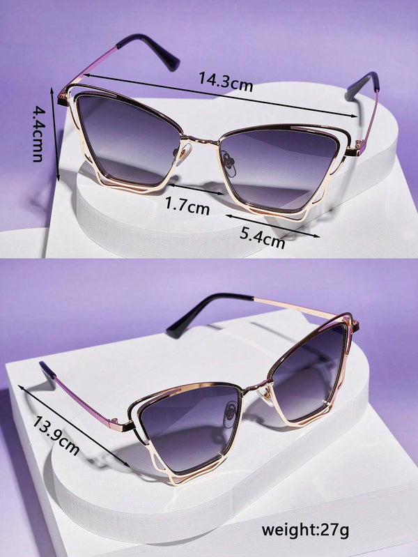 Shein - 1pair Fashion Metal Butterfly Decor Sunglasses