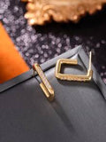 Shein - POTDEMIEL 1 Pair Women's Cross-Border Fashion Square Copper Zirconia Stud Earrings