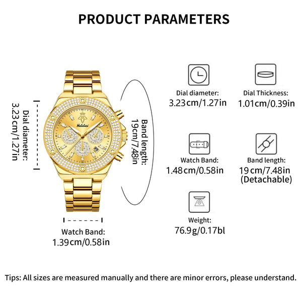 Shein -   YaLaLuSi 1 Piece Women's Watch Luxury Fashion Girls Popular Watch K Gold