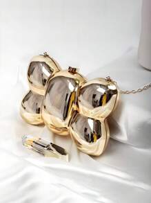 Shein - 1pc Trendy Gold Bowknot Acrylic Women Evening Bag