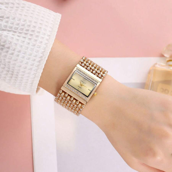 Shein - 1pc Women's Square Wrist Watch, Fashion Elegant Ladies Girls Students Quartz Watch