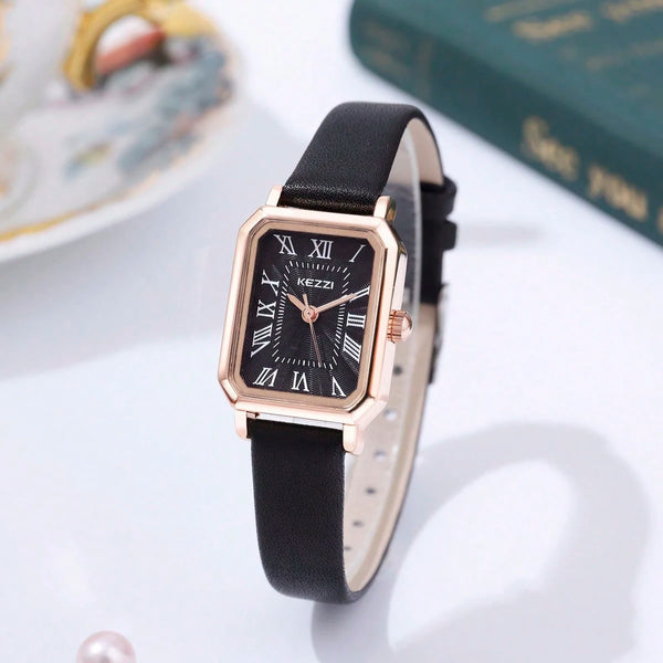 Shein - KEZZI KEZZI Women's Stainless Steel Band Fashion Minimalist Square Watch