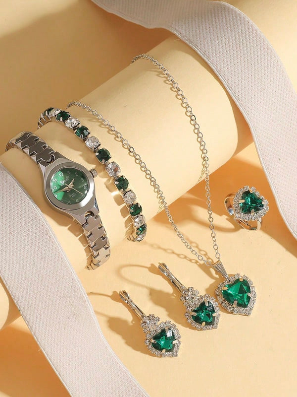 Shein - 5pcs/Set Fashion Women's Quartz Watches, New Stylish Steel Strap Ladies Watches,