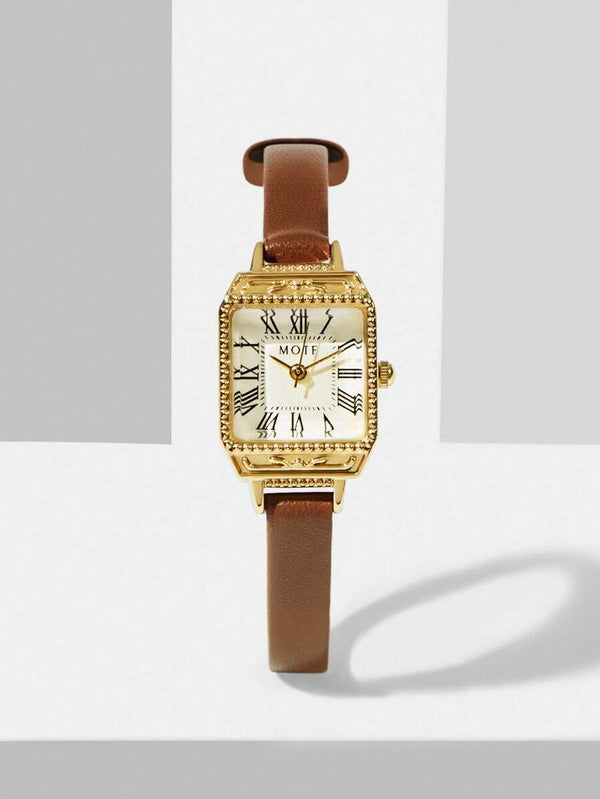 Shein - MOTF PREMIUM ENGRAVED GOLD-TONE ROMAN NUMERAL WOMEN'S WATCH