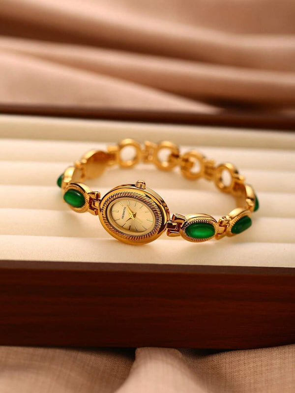 Shein - 1pc Women's Vintage Roman Numeral Dial Simple Quartz Watch,