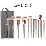MUICIN - Metallic Eye & Face Makeup Brush Set - 20 Pieces In Grey Flap Pouch