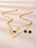 The Original - Shein 18k gold plated 3 piece Bohemian Multi layer necklace earrings set