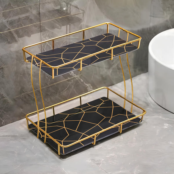 Home.co - 2 Tier Rectangular Golden Vanity Stand (Random Color)