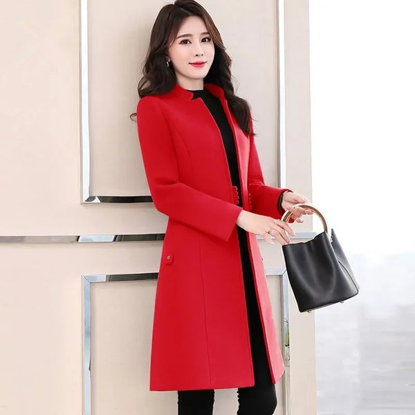 VYBE - Women Lapel Casual Coat - Red