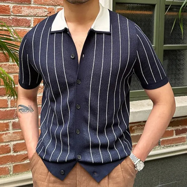 Vybe - Contrast Collar Polo - Navyblue